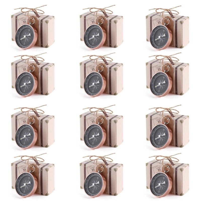 50x Compass Candy Box Valentines Day Candy Packaging Box for Wedding Sweets Packing-Box Ceremony Supplies Gold/Rose-Gold