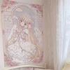 Angel Girl Tapestry Pink Gold Lace Dove Arch Anime Style Bedroom Ins Home Decoration