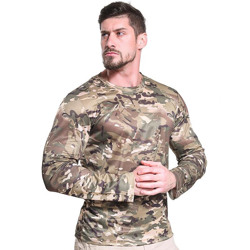 Značkové oblečení Nové podzimní jaro Pánské taktické maskáčové tričko s dlouhým rukávem Camisa Masculina Rychleschnoucí vojenská košile