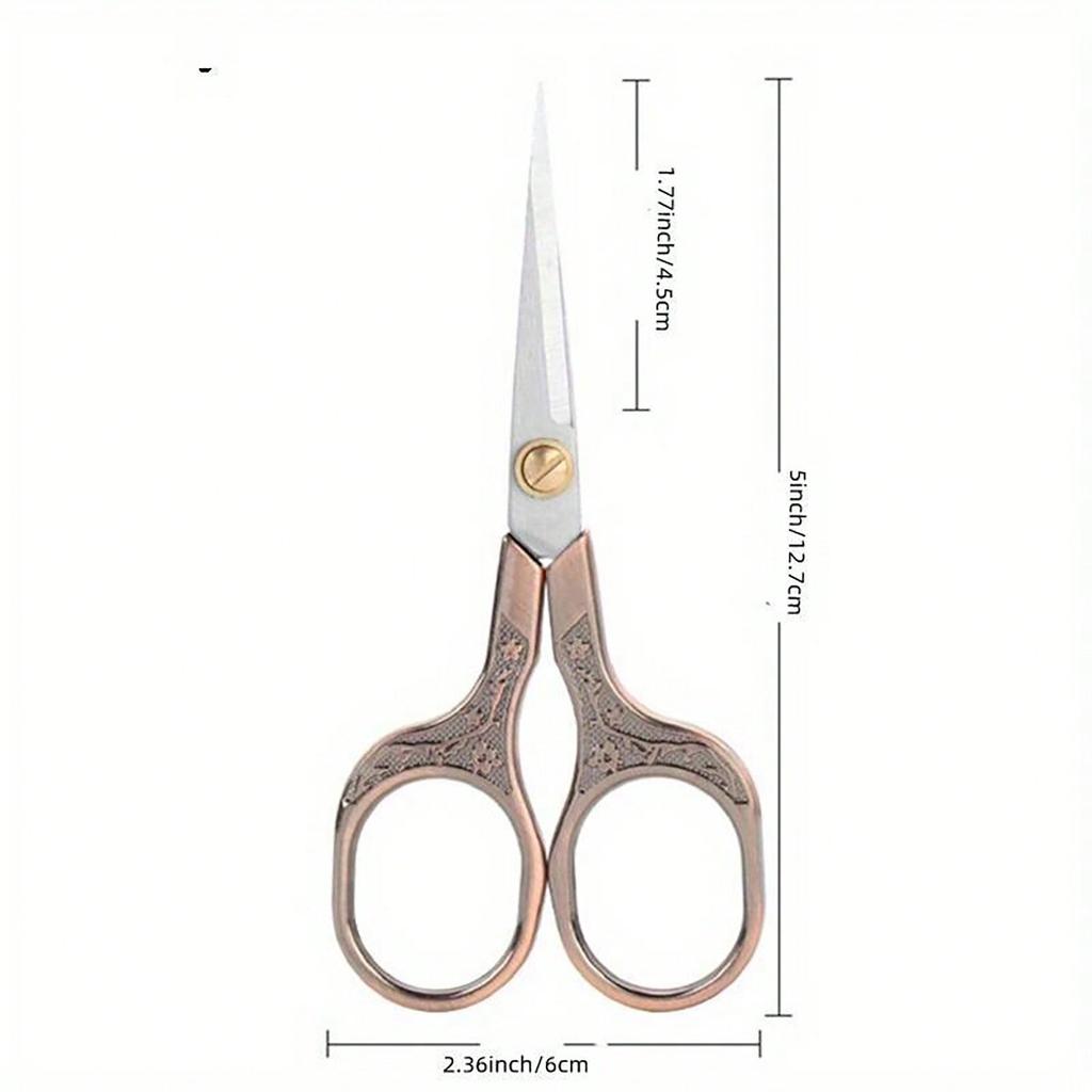 1pc-Flower Vintage Stainless Steel Household Scissors, Square Handle Embroidered Scissors, Student Office Small Scissors