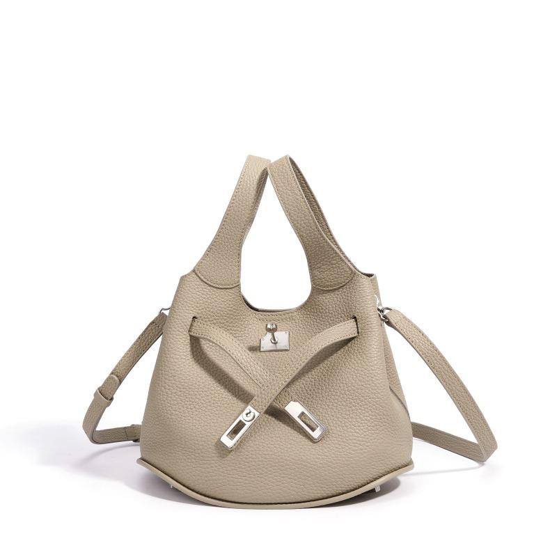 Light luxury commuter handbag bag exquisite first-layer cowhide vegetable basket bag genuine leather spring and summer new shoulder bucket bag