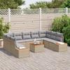 VidaXL Ensemble de Canapés de Jardin 10 Pièces avec Coussins Beige Poly Rattan Acacia 3348171