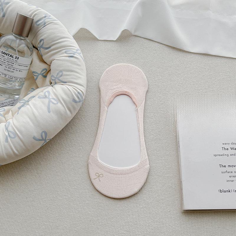 

Женские тонкие бесшовные дышащие нескользящие носки-лодочки с бантиком для весны и лета 1 pair светло-розовый