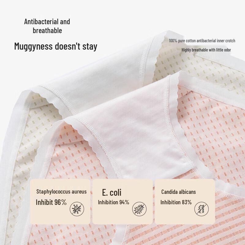 Cosmo Lady Women's Breathable Plaid Mid-Waist Briefs 3-Pack