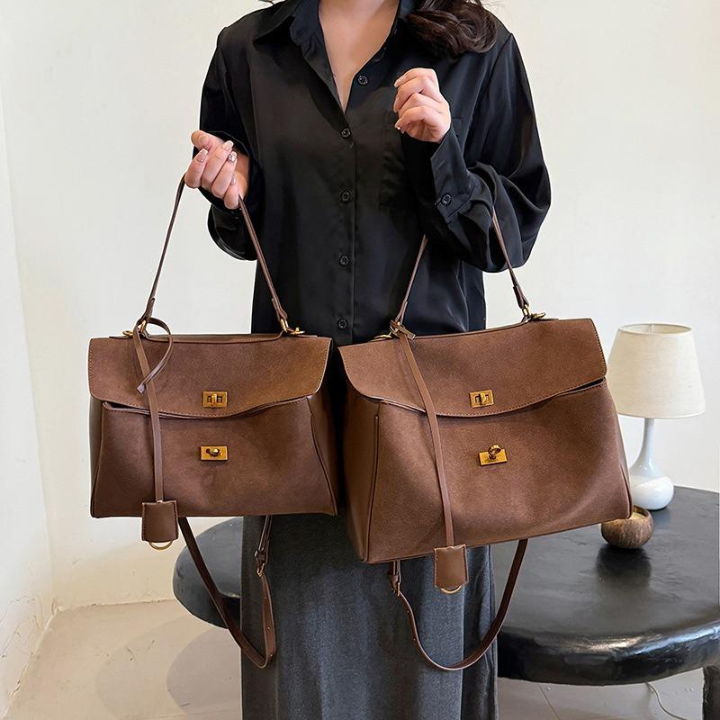 Vintage suede tote bag large capacity women's bag new shoulder messenger bag commuter handbag