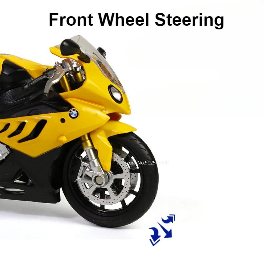 1:12 BMW S1000RR Motorcycle Model Toy Alloy Diecast Shock-absorbing Linkage Vehicle Models Free Wheeling Children's Toys Gifts