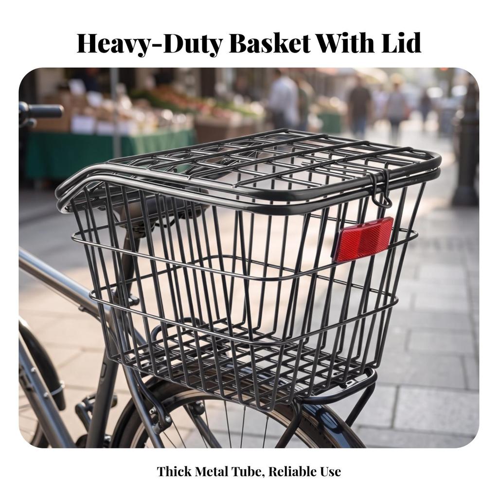 Cycle Rear Cargo Rack with Wire Basket | Metal Construction, RustResistant, Bike