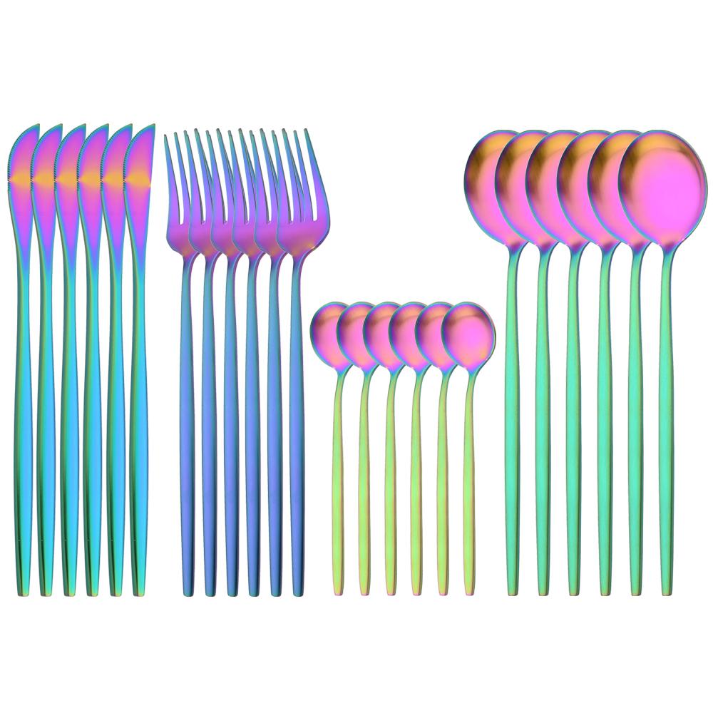 24-teiliges Luxus-Geschirrset aus schwarzem Gold, Messer, Gabel, Löffel, Besteckset mit Geschenkbox, Edelstahl-Geschirrset, Küchenbesteck, spülmaschinenfest