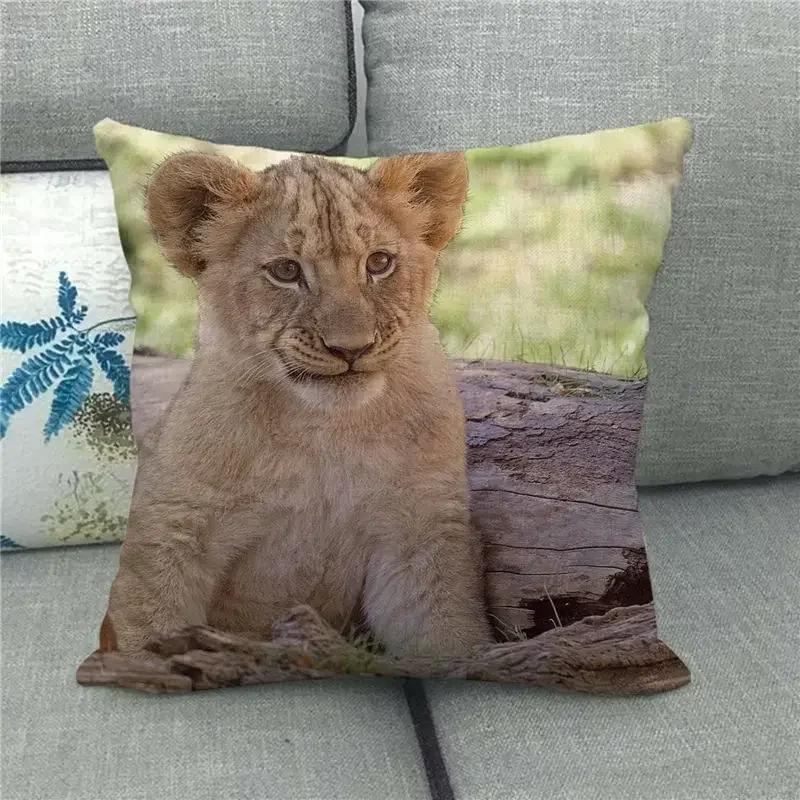 Lion Tiger Zebra pattern Double-sided Printed pillow cover Short plush Suitable living rooms bedrooms sofas throw cushion cover