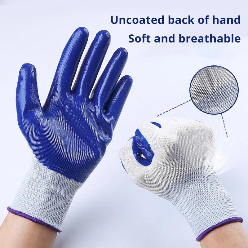 Work Gloves Double Thin Latex Anti Slip and Wear-resistant Work Gloves Rubber Leather with Thick and Thin Gloves Breathable Wear