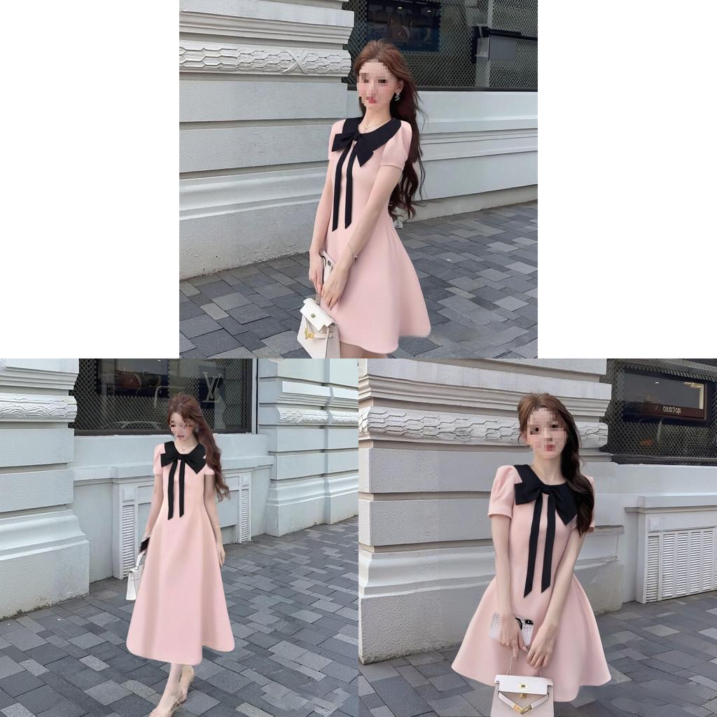 Pink Little Dress With Knit Fabric And Tiedye Design For Youths