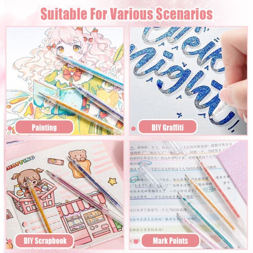 8/12/18/24/36/48 Colors High Gloss Drawing Pen Flash Marking Pen  School Office Supplies