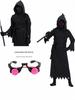 Children's Grim Reaper Ghost Costume: Luminous Dark Messenger Scythe Outfit for Halloween Cosplay