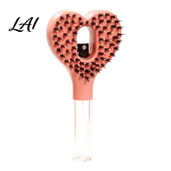 Scalp Massage Brush Heart Shape Spray Hair Brush Frizz Control Portable Detangling Comb 55ML Refillable Misting for Dry Flyaway & Tangled Smoothing