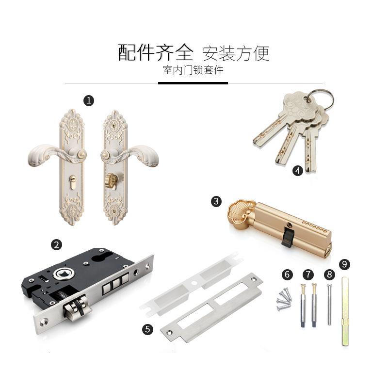 European Style Mute Room Door Lock Handle Fashion Interior Door Knobs Lock Luxurious Anti-theft Gate Lock Furniture Hardware