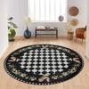 Checky Round Rug Country Floor Carpet Moroccan Non Slip Circle Rugs Rooster Rug Chicken Area Rugs Black Rug For Living Room