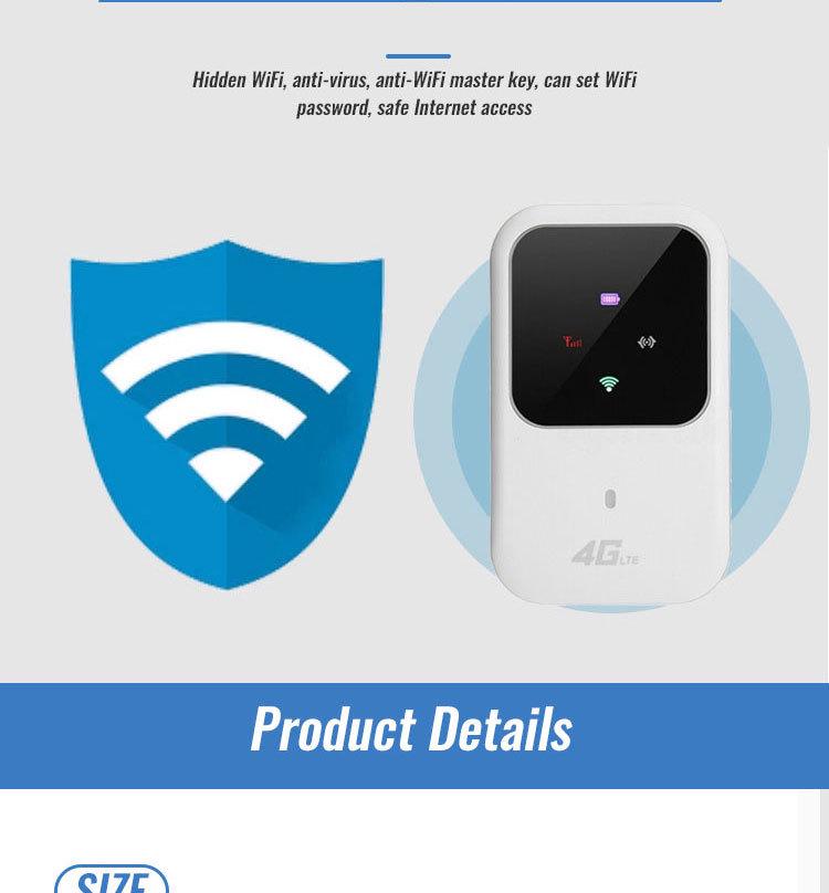 H80 Wireless 4G MIFI Router, SIM Card Slot, 2400mAh Battery, Portable Car WiFi.
