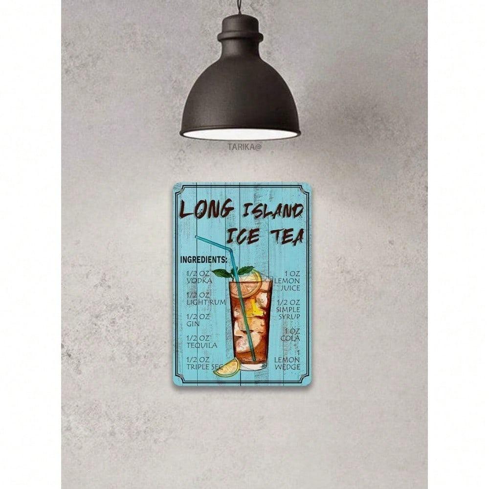 Vintage Long Island Iced Tea Rezept Metallschild, Blech Wandkunst für Bar, Zuhause & Pub Dekoration