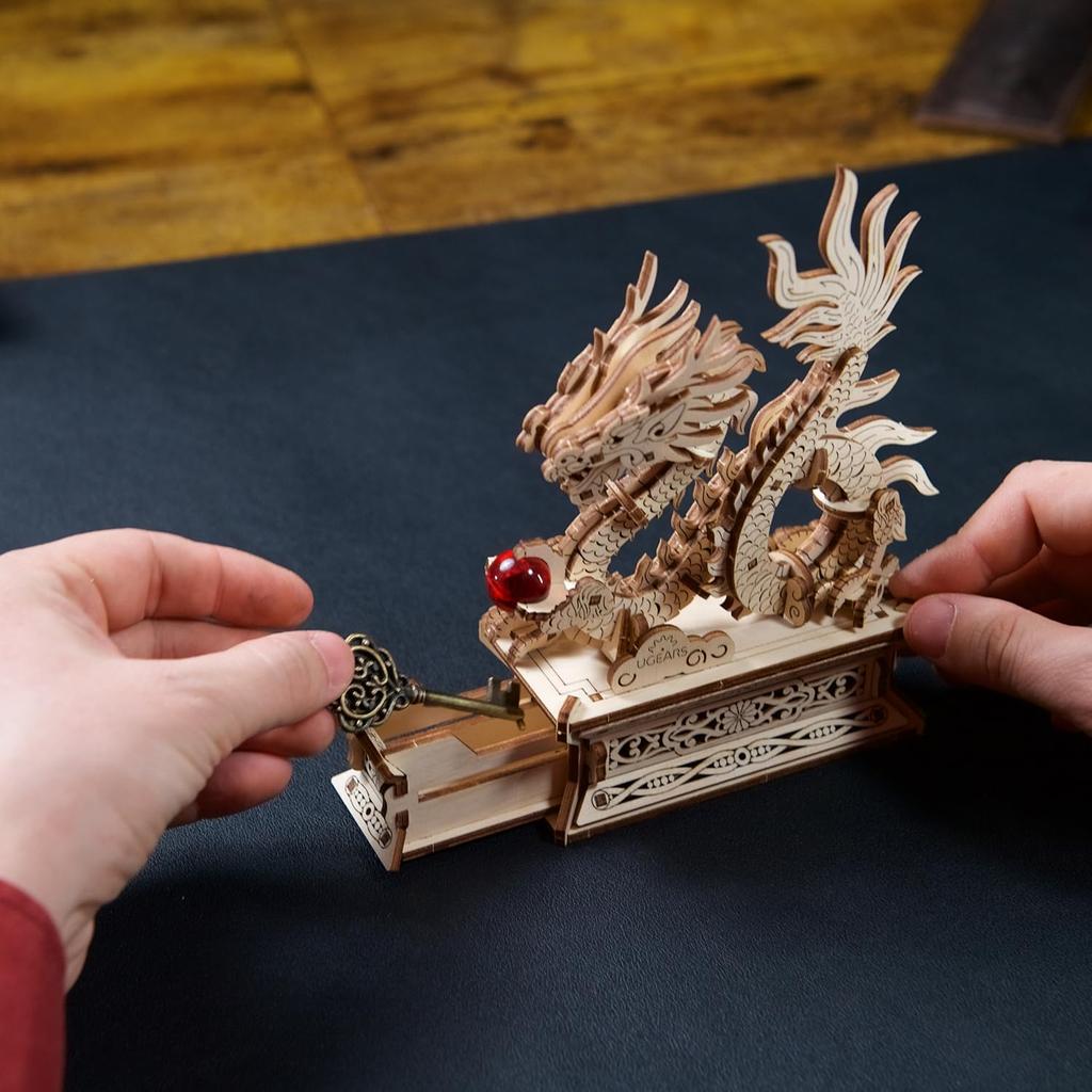 Ugears Wood Dragon 70259 Wooden Puzzle No Glue or Tools Required 3D Puzzle Includes Assembly Instructions - - -