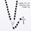 Catholic Black Rosary Beads Necklace For Women Men Cross Long Pendant Necklaces Praying Religious Zircon Church Gifts Rosarios