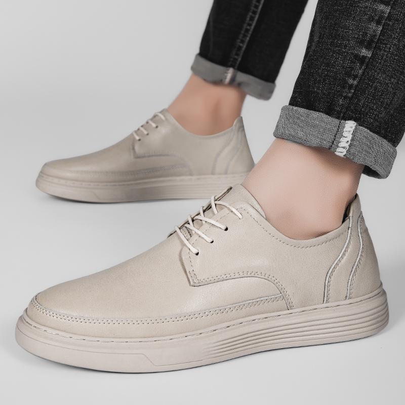 Fashion 2025 Brand Men's Summer Perforated Breathable Oxford Shoes High-quality Men's Comfortable Cowhide Height Increasing Casual Shoes