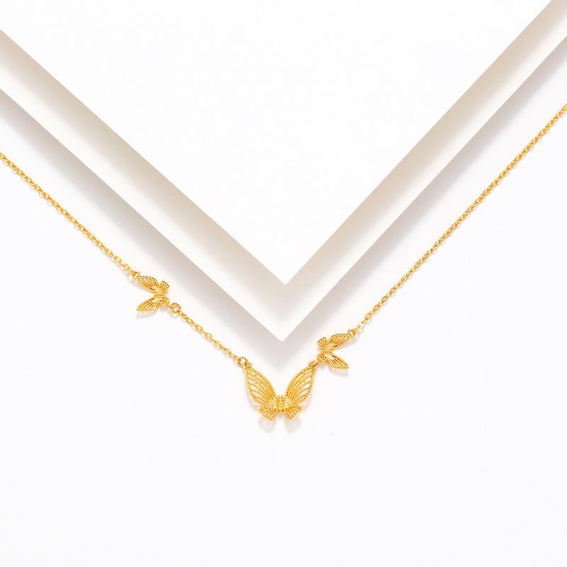 Copper Alloy Women's Butterfly Necklace, Summer Women's High-end Sense, Niche Personality, Japanese and Korean Fashion Collarbone Chain
