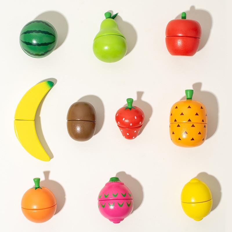 Wooden Fruit And Vegetable Cutting Toy With Magnetic Pieces For Preschool Kids Imaginative Play
