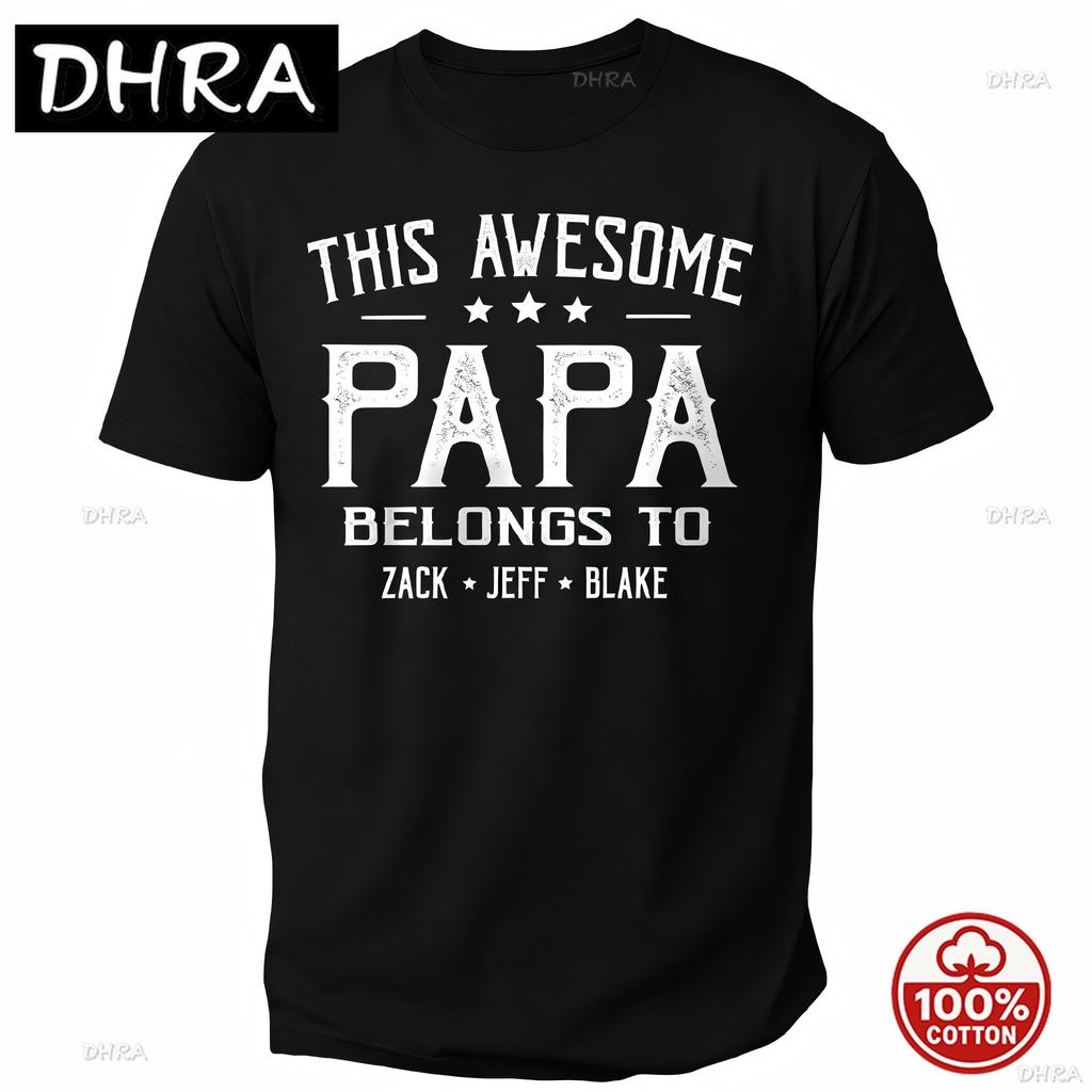 Customized Unisexs Grandpa American Flag Fathers Day 4th Of July First Gift Tshirts For Dad Poppop Pop Papa With Grandkids Names