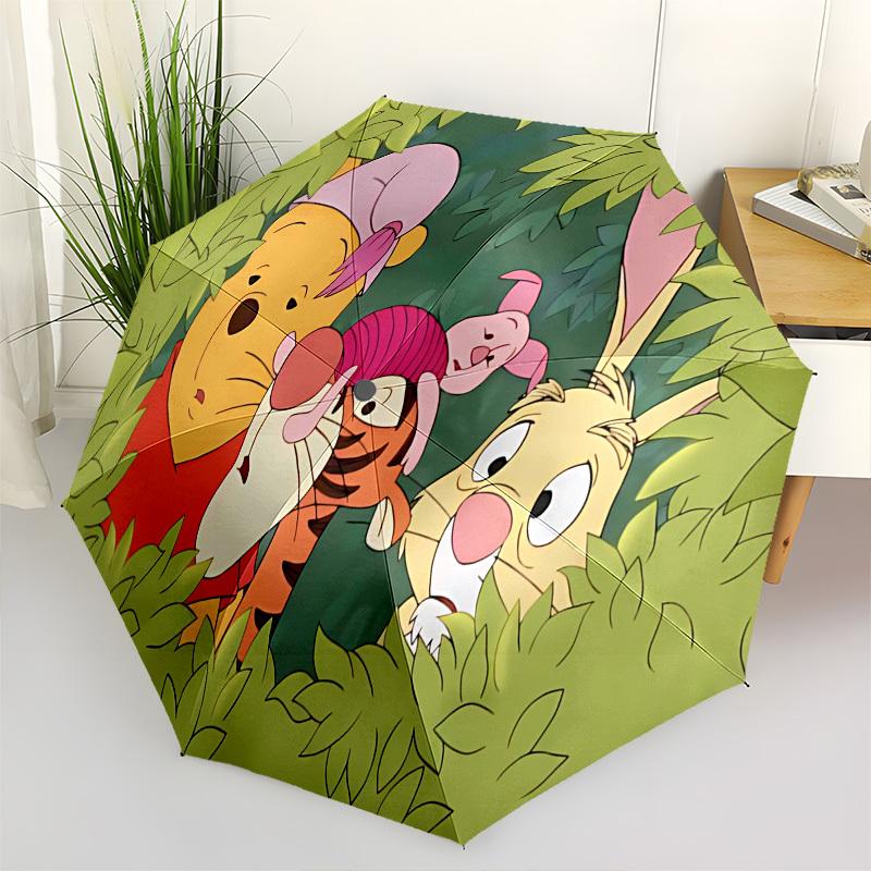 

Winnie the Pooh Themed Automatic Opening and Closing Umbrella, Brightly Colored 8-rib Portable Umbrella, Suitable for Men and Women, A Perfect Gift fo