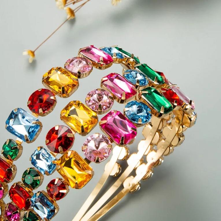 Helle Diamant-Haar-Accessoires aus Metall, Glas, Diamant, Tanzparty mit Diamant, Internet-Promi, Pailletten, breiter Haarreif, verbreiterter Haarreif