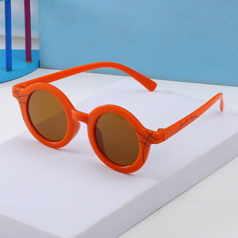 INS Style Kids' Round Frame Plaid Sunglasses with UV Protection