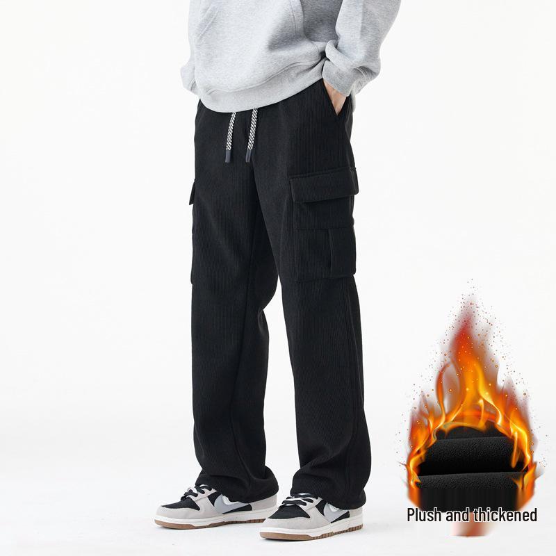 

Men s Winter Corduroy Work Pants: Fleece-Lined, Thick, Loose, Wide-Leg, Straight Casual. 4XL