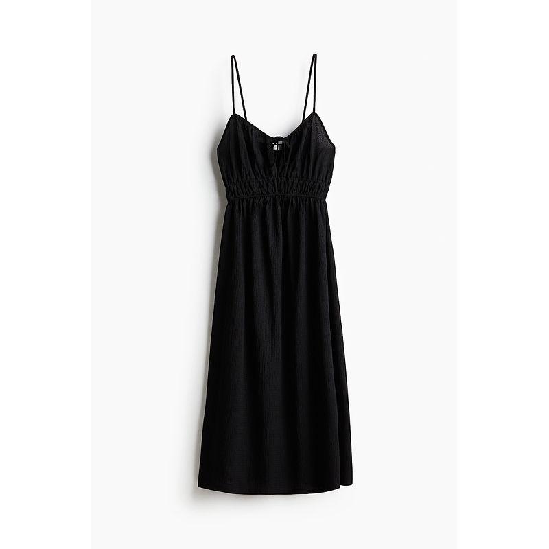 

HM Women s Vest Camisole Dress 2025 Summer New Arrival French Wrinkle Plant Print Long Skirt 1283298 Black 155/80