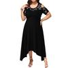 Damek sommerkjole med bare skuldre, blondekant, elegant, oversized, ensfarget kjole