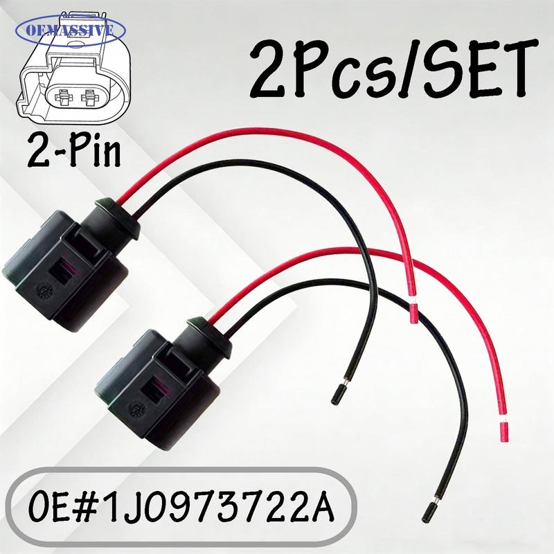 Waterproof 2-Pin Connector Plug 2Pcs For VW Headlight Washer Pump Fits For Passat Tiguan Polo Golf Transporter Part 1J0973722A