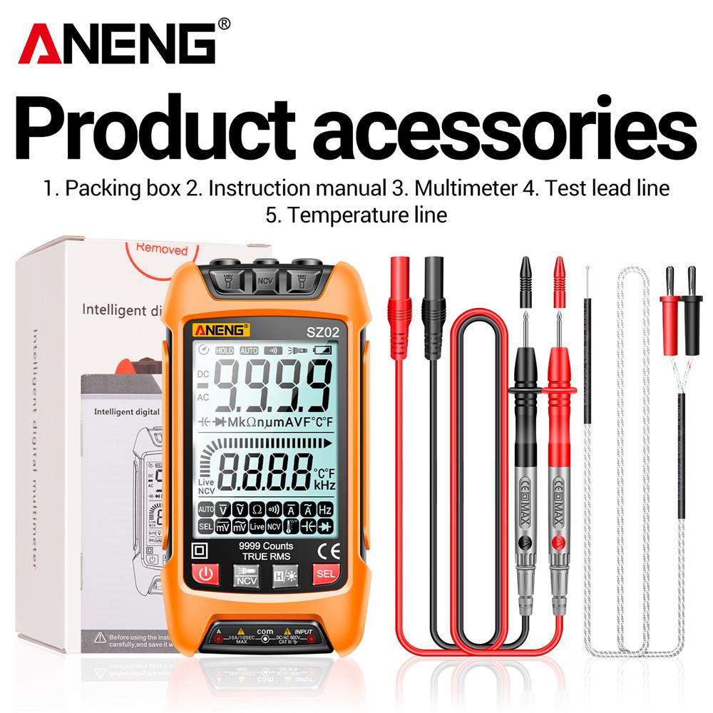 ANENG SZ02 Smart Digital Multimeter 9999 Counts True RMS Auto Electrical Capacitance Meter Temp Resistance Transistor Testers