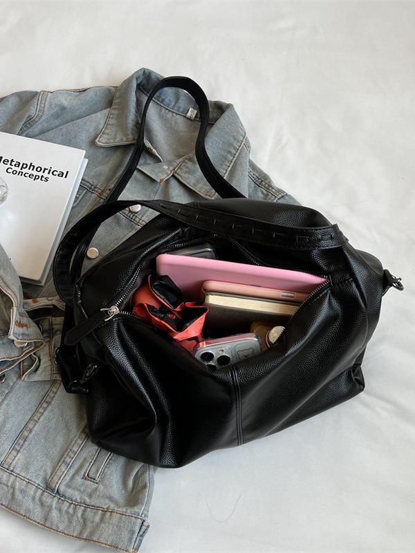 Large Capacity Women's Solid Color Korean Style Fashion Tote Shoulder Bag