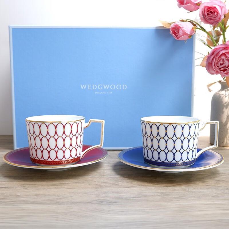 Wedgwood Golden Age Gilded Red & Midnight Blue Cup & Saucer Set