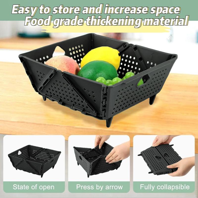 Thickened Collapsible Multifunctional Strainers And Colander For Kitchen, Wash Foldable Storage Drain Basket For Pasta