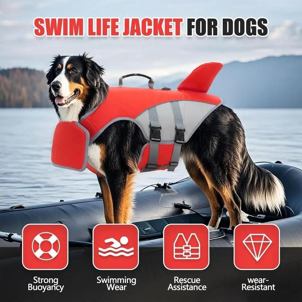 

Quick-release Buckle Dog Swimming Vest Back Traction Hook Pet Flotation Vest Surf Saver Coat S червоний