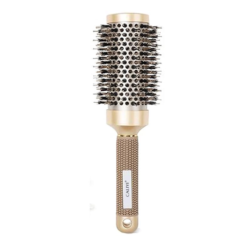 4 Größen Wärmeleitfähige Aluminium-Bürste für Volumen, Locken und Styling mit Luftschlitzen, Thermische Keramik-Wildschweinborsten-Haarbürste