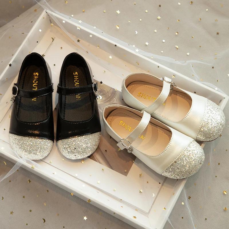 2024 Children Leather Shoe for Girl Autumn New Fashion Soft Bottom Chic Performance Dancing Flats Vasual Versatile Princess Shoe