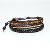 Unique Mixed Triple Simple Leather Beaded Bracelet, Tiger Eye, Copper, Black Beaded Beaded Bracelet Friendship Bracelets Jewelry