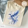 Blue Bird Watercolor Shirt, Blue Jay Floral Graphic Tee, Botanical Bird T-Shirt, Comfort Colors Aesthetic Nature Shirt, Wildflower Bird Tee