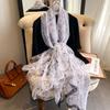 Summer new soft yarn silk scarf large size printed beach scarf rose travel vacation sunscreen scarf spot