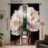 2Pcs African American Curtain Black Girl Pink Peony Floral Retro Rose Pearl Artwork Suitable For Bedroom Bathroom Living Room