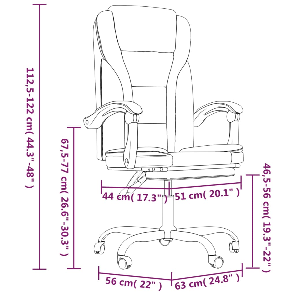 Office Chair with Reclining Function White Faux Leather