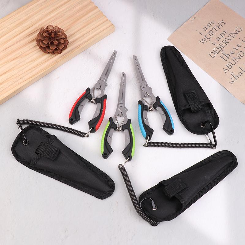 1-Piece Saltwater Fishing Pliers, Stainless Steel Multi-Tool, Curved Jaw with Braid Line Cutter & Split Ring Tip