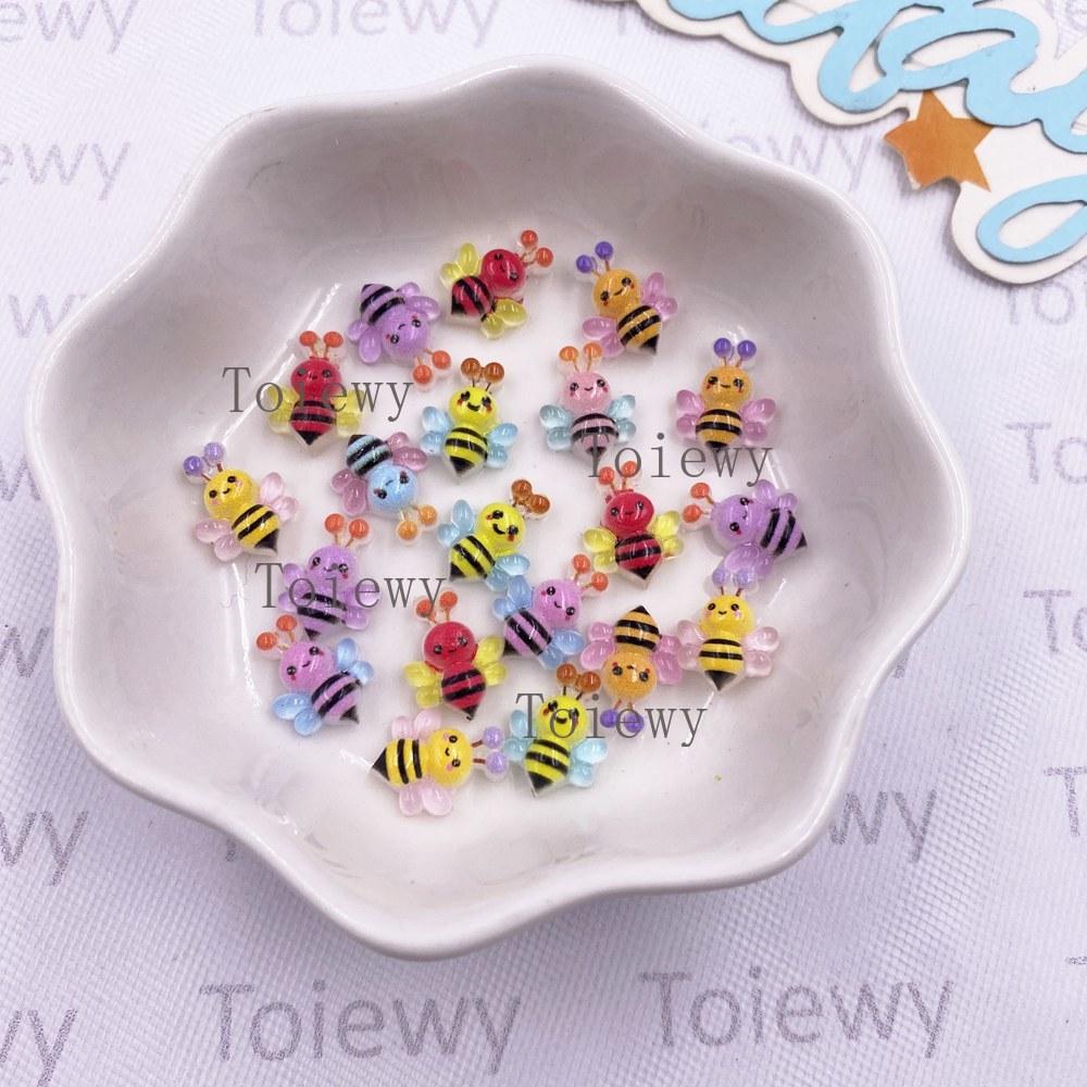 60pcs Resin Colorful Mini Candy Color Bee Art Nail Flat back Rhinestone Appliques DIY Wedding Scrapbook Decor Crafts Accessories