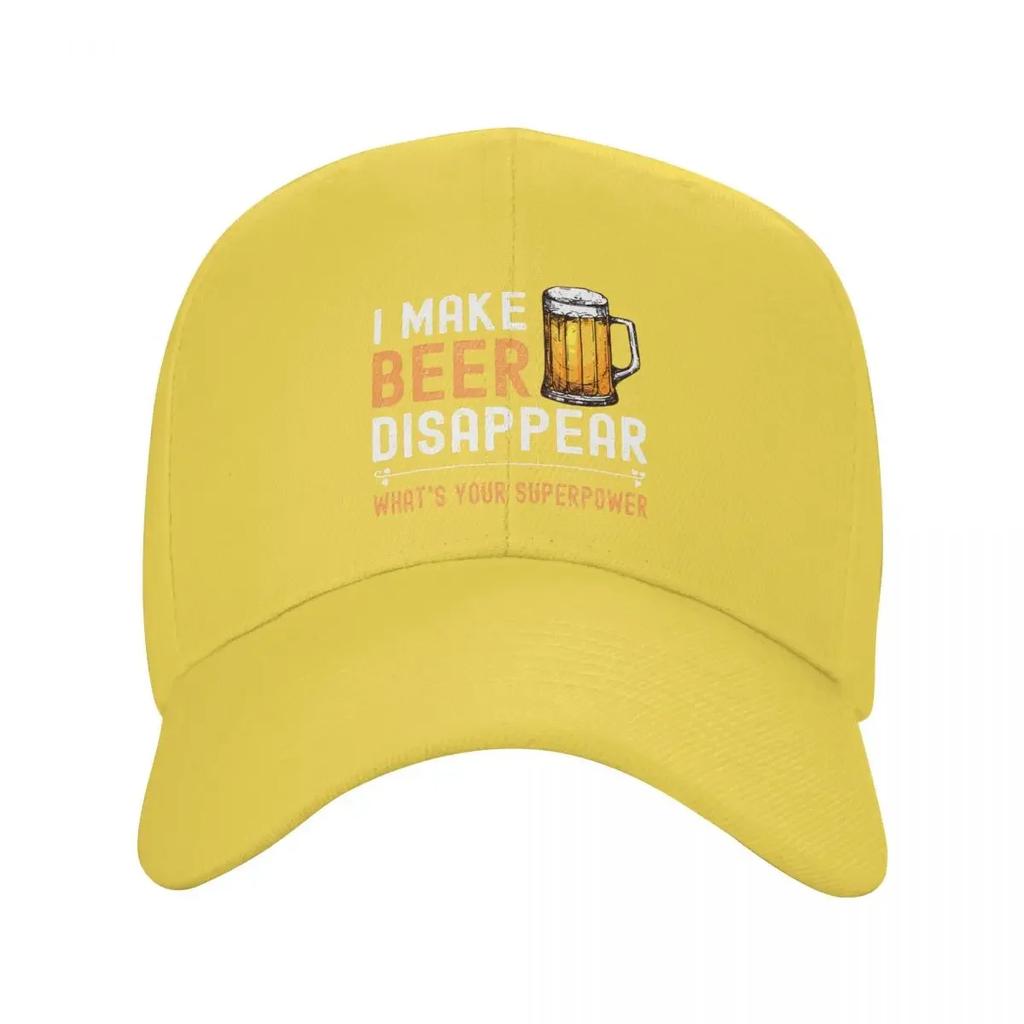 Custom I Make Beer Disappear Whats Your Superpower Funny Drinking Baseball Cap Sports Adjustable Dad Hat Summer Snapback
